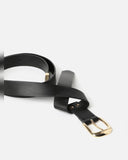 Black Leather Belt Self Buckle