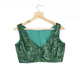 Green Sequins Georgette Blouse