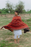 Handblock Printed Geometric Pattern Maroon Modal Dupatta