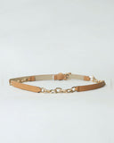 Slim Beige Leather With Chain Belt
