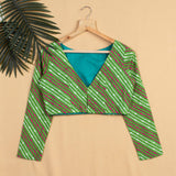 Leheriya Printed Cotton Blouse IN Green