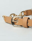 Slim Beige Leather With Chain Belt