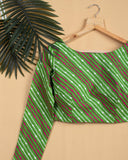 Leheriya Printed Cotton Blouse IN Green