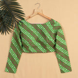 Leheriya Printed Cotton Blouse IN Green