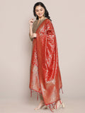 Red Banarasi Silk Dupatta