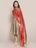 Red Banarasi Silk Dupatta