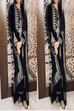 Black Color Heavy Thread Work Velvet Suits TDS3404