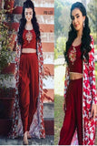 Online Maroon Colored Occasional Wear Digital Printed Silk Three Piece TDS3644