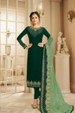 Green Color  Heavy Work Branded Suits TDS3399