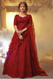 Alluring Maroon Colored Designer Party Wear Heavy Work Lehenga Choli With Dupatta