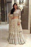 White Colour Heavy Work  Lengha TDS2864