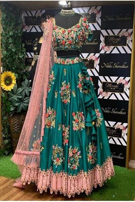 Pakistani Bridal Firozi Color Lehenga Choli Dupatta Dress – Nameera by  Farooq