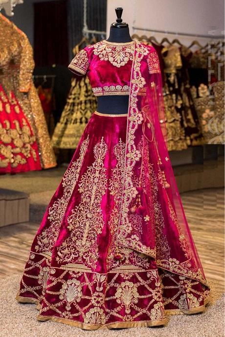 Buy Rani Pink Heavy Lehenga Paired With Blouse and Dupatta by Designer  PUNIT BALANA Online at Ogaan.com