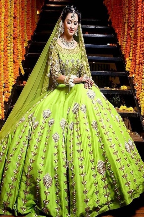 Wedding Designer Briadsmaid Rama Green lehenga choli for Women - sethnik.com