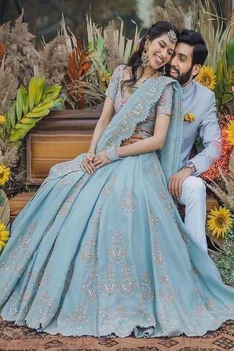 Buy Beautifull Sky Blue Colour Silk Lehenga Choli Wedding Engagement Lehenga,  Bridesmaids Lehenga Choli, Chaniya Choli, Ghaghra Choli, Online in India -  Etsy