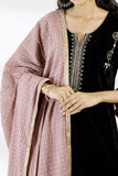 Mauve cotton dupatta with weaving