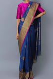 Wine BIue Color Designer Regular Wear Saree B3537