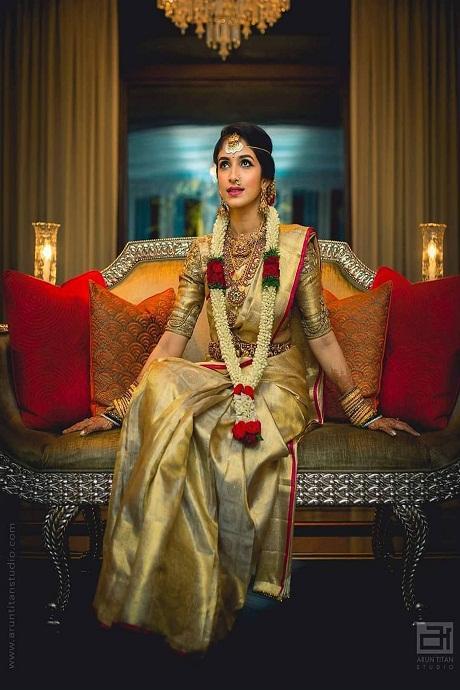 Golden color 2025 bridal saree