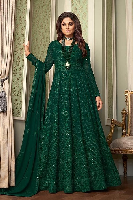 Dark green sales silk gown