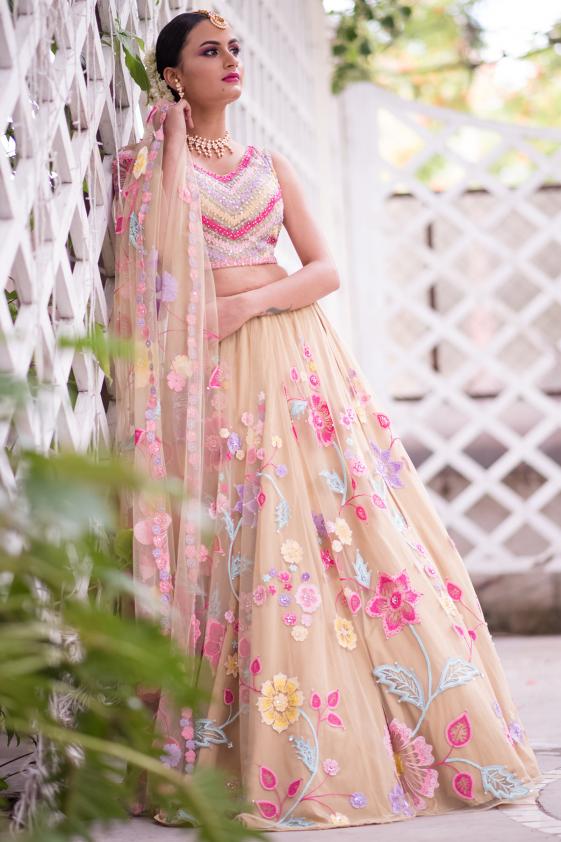 Buy Baby Pink Georgette Embroidered Work Party wear Lehenga Choli Online