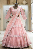 Designer The Eyes Pink Colored Soft Net Zari Work Lehenga Choli TDS4696