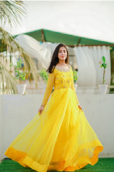 Yellow Ochre Satin Evening Dress – Qëndresa
