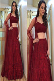 Celestial Red Colored Designer Chikankari Lehenga Choli TDS2948