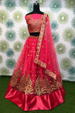 Baby Pink Color Embroidered Bridal Net Lehenga Choli TDS4716