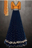 Navy Blue Heavily Velvet Base Lehenga Choli TDS4690