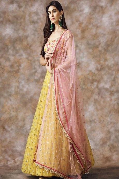 Hot Pink Lehenga with One Shoulder Blouse and attached Drape Dupatta –  AariAmi Boutique