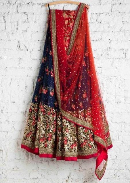 Multi Color embroidery work lehenga choli