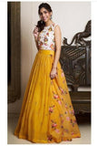 Desirable Yellow Colored Party Wear Embroidered Taffeta Silk Lehenga Choli TDS4753