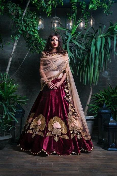 Maroon Velvet Lehenga Party Wear Indian Ethnic Bridal Lengha Choli Wedding  Sari | eBay
