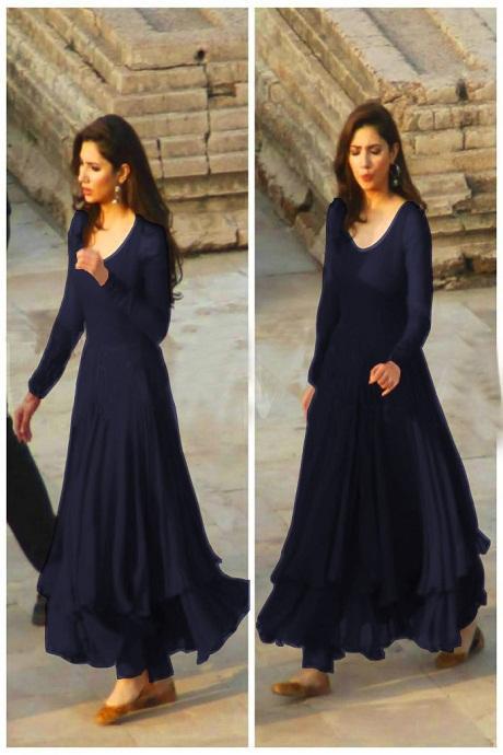 Heavy Anarkali Suit for Wedding in Navy Blue Colour Readymade Fully Stitched