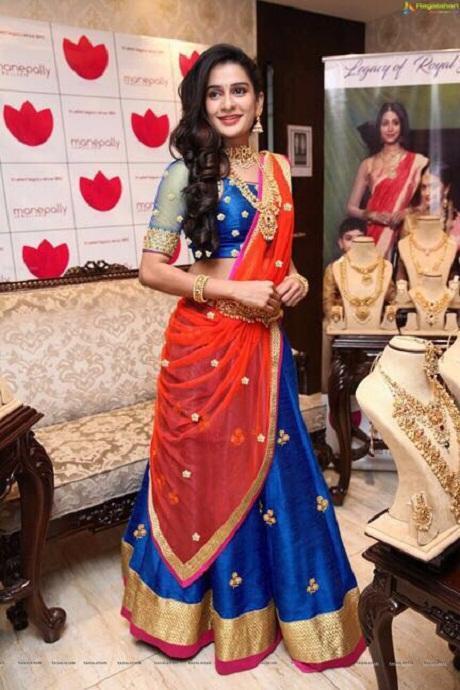 Buy Lehenga suit - Red And Blue Embroidered Traditional Lehenga Suit
