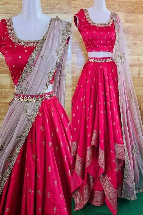 Buy 46/L-2 Size Pink Bridal Wear Lehenga Choli Online for Women in USA