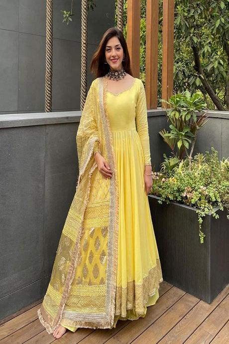 Buy Mustard Yellow Dresses & Gowns for Women by CHHABRA 555 Online |  Ajio.com