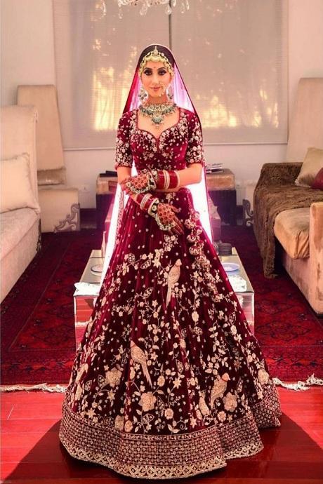 Maroon Lehenga Designs Every Bride-To-be Should Bookmark Right Now | Lehenga  designs, Victorian dress, Maroon lehenga