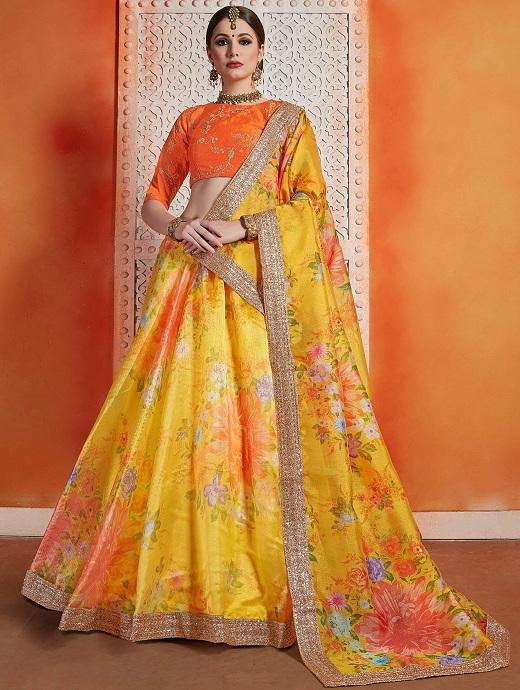 jyo_fashions - 🦚 *New half saree model arrivals in Swarna Mayuri* 🦚 *Half  saree sets* or *designer dress material* 🦚Exclusive high quality antique  silver tissue with yellow colour big boder lehengas with