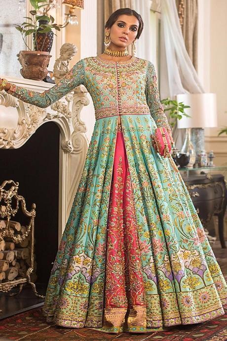 Multicolor Embroidered Georgette Lehenga | Wedding lehenga designs, Lehnga  designs, Lehenga choli