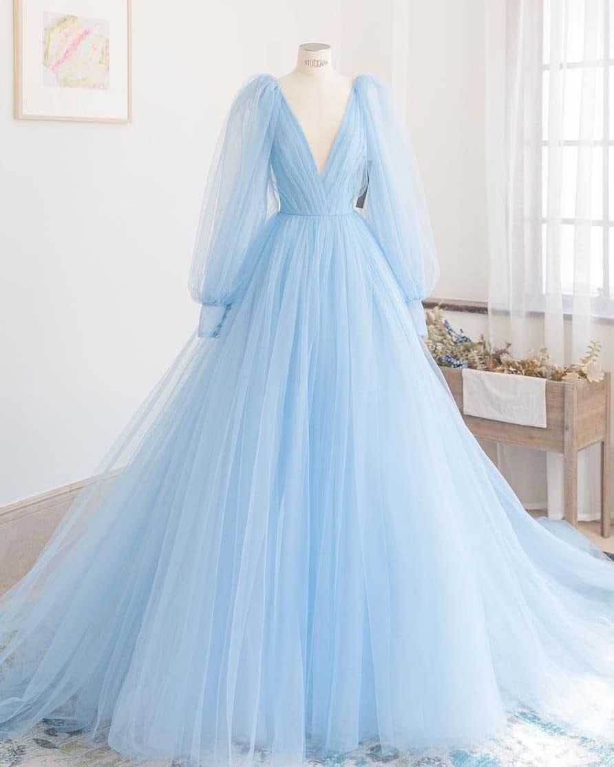 Candy Color Prom Dress 2019 Ballgown Deep V Neck Blush Lilac Light Yellow  Sky Blue Long Pageant Gowns for Lady Made-to-Order - AliExpress