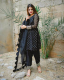 Dark Black Color Fancy Salwar Suits For Girls