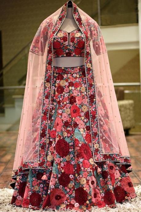 Pink And Blue Heavy Designer Embroidered Work Lehenga Choli - Indian Heavy  Anarkali Lehenga Gowns Sharara Sarees Pakistani Dresses in  USA/UK/Canada/UAE - IndiaBoulevard