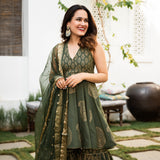 Adoring Georgette Embroidery Work Green Salwar Suit