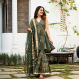 Adoring Georgette Embroidery Work Green Salwar Suit