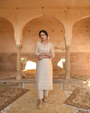 White colored Embroidered Designer Salwar Suit