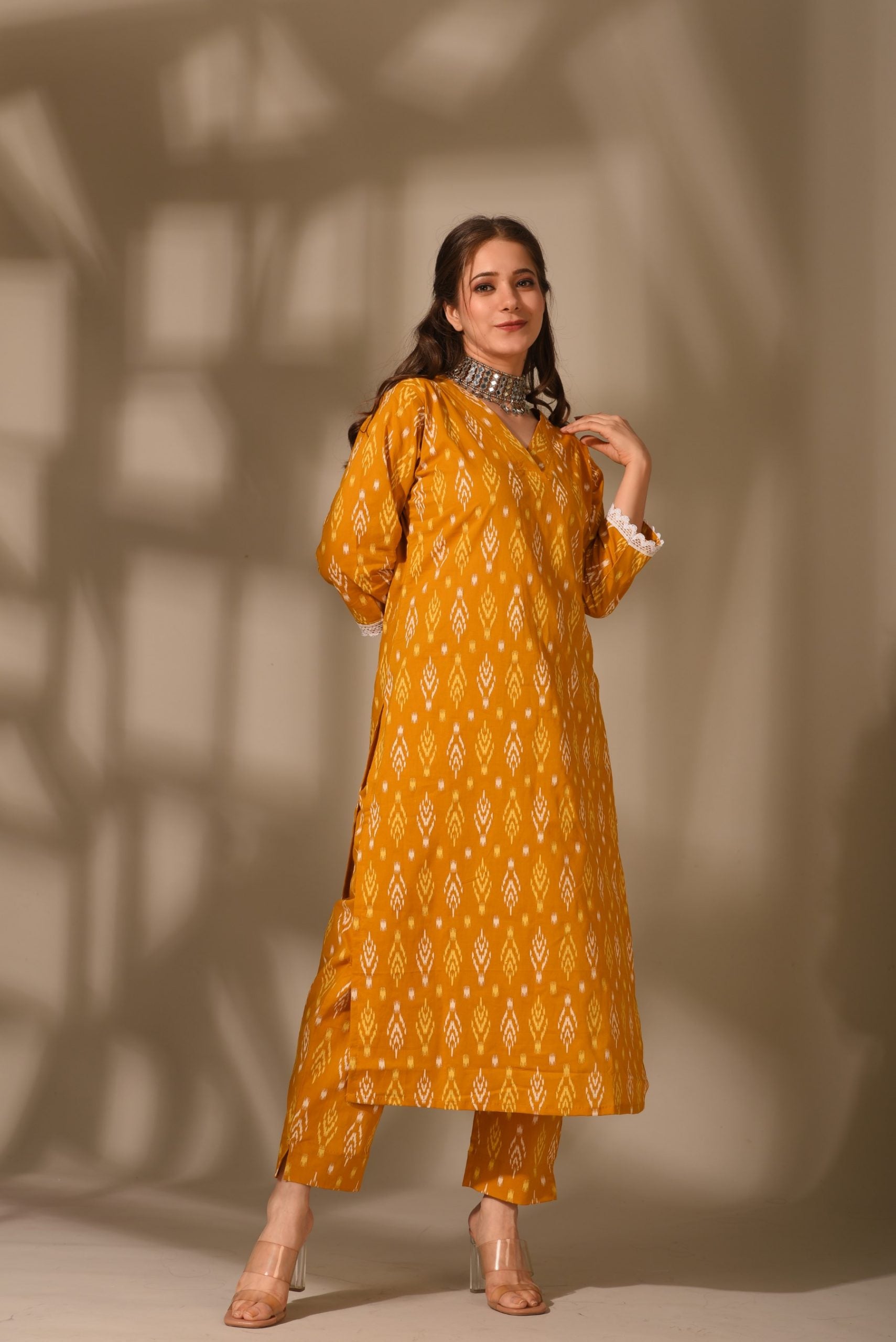 Cotton Hand Blocked with Bandhani Dress Material (Unstitched) – Ethenika.com