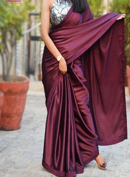 Taupe & Maroon Designer Embroidered Silk Wedding Saree | Saira's Boutique