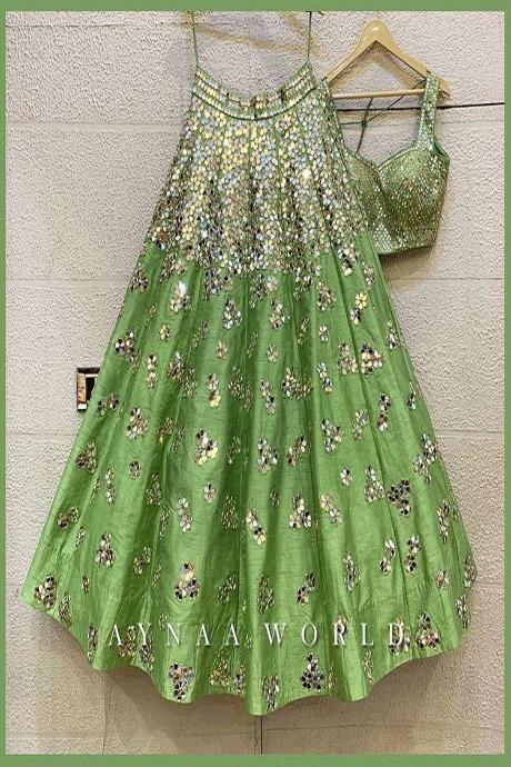 Buy Designer Green Lehenga Choli With Zari and Sequence Embroidery Work for  Woman Party Wear Lehenga Choli With Dupatta for Indian Style Girls Online  in India - Etsy