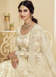 Cream Colour Taffeta Silk With Zari Embroidery Work Lehenga Choli